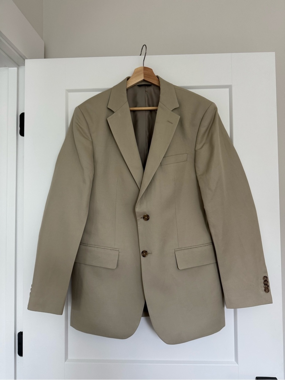 Banana Republic 40R Cotton Linen Blazer Tan Khaki Sport Coat Tailored Jacket
